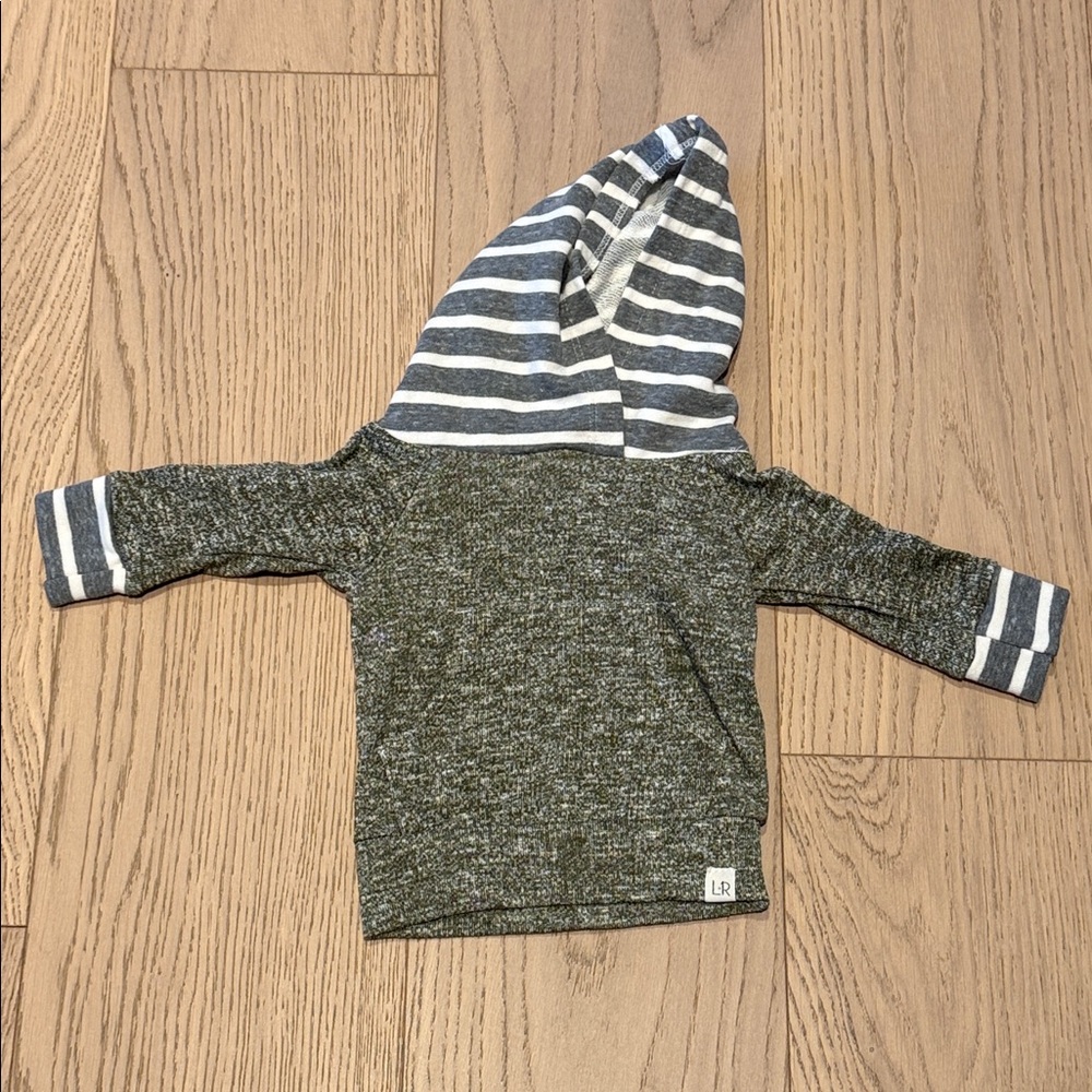 Striped Gray and White Hooded Baby Sweater